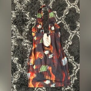 Multicolor Halter Bodycon Mini Dress